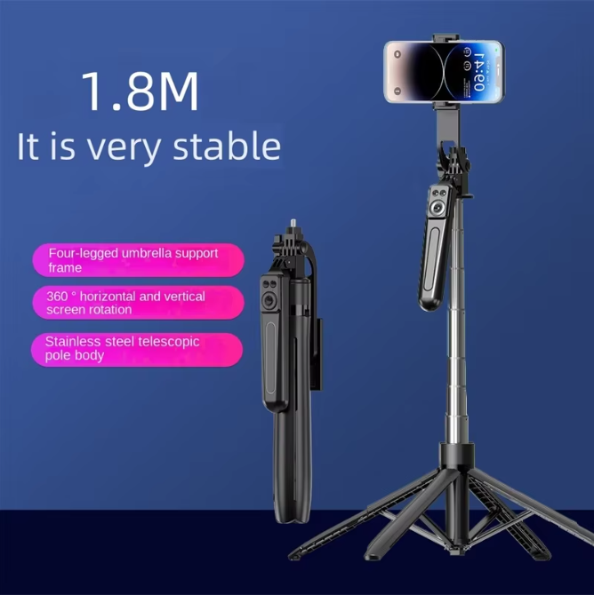 Bluetooth Selfie Stick Statief – Uitschuifbare Telefoonhouder met Afstandsbediening