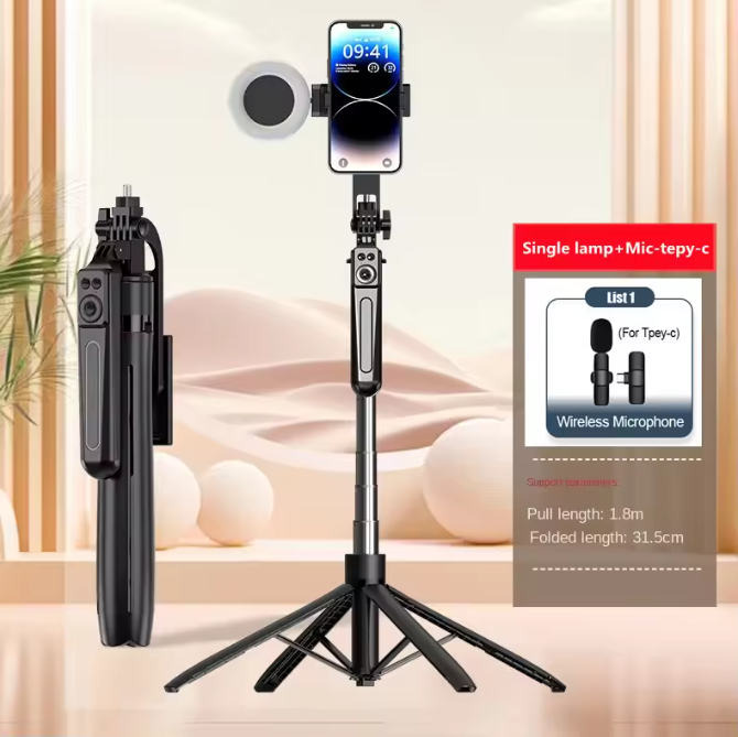 Bluetooth Selfie Stick Statief – Uitschuifbare Telefoonhouder met Afstandsbediening