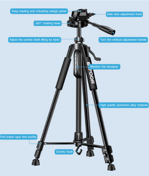 Aluminium Camera en Telefoon Statief 140 cm – Pan Head Tripod