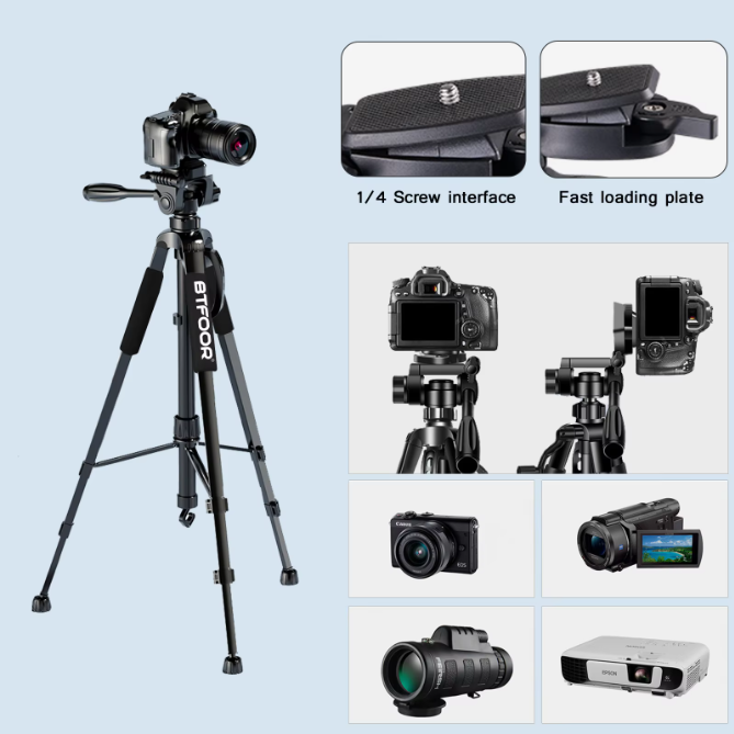 Aluminium Camera en Telefoon Statief 140 cm – Pan Head Tripod