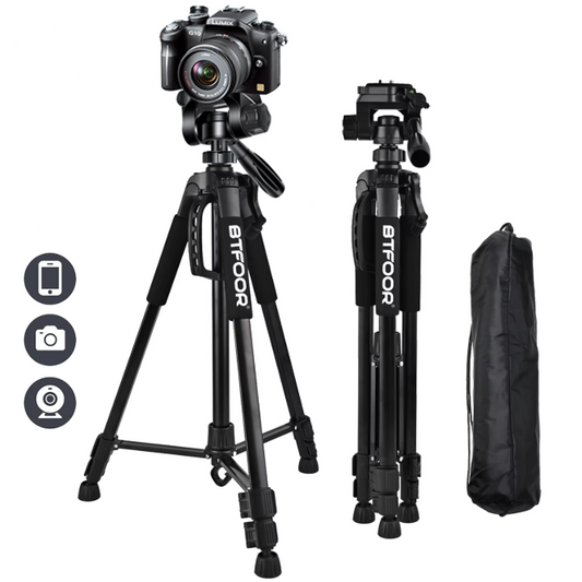 Aluminium Camera en Telefoon Statief 140 cm – Pan Head Tripod
