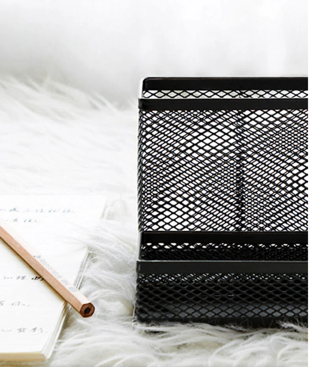 Metalen Gaas Pennenhouder met 3 Vakken – Multifunctionele Bureau Organizer