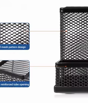 Metalen Gaas Pennenhouder met 3 Vakken – Multifunctionele Bureau Organizer