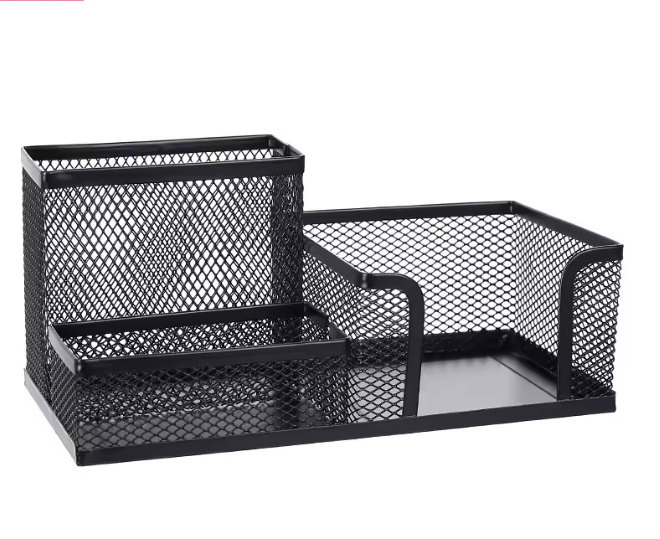 Metalen Gaas Pennenhouder met 3 Vakken – Multifunctionele Bureau Organizer