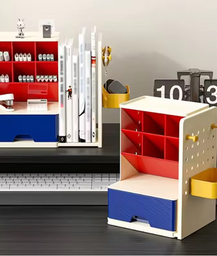 Bureau Organizer met Intrekbare Boekensteun – Multifunctionele Opbergset met Pennenhouder en Compartimenten