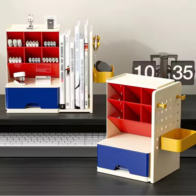 Bureau Organizer met Intrekbare Boekensteun – Multifunctionele Opbergset met Pennenhouder en Compartimenten