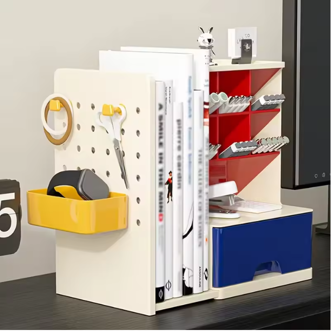 Bureau Organizer met Intrekbare Boekensteun – Multifunctionele Opbergset met Pennenhouder en Compartimenten