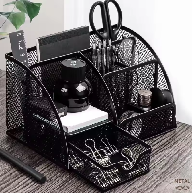 Metalen Pennenhouder Groot Formaat – Bureau Organizer voor Kantoor en School