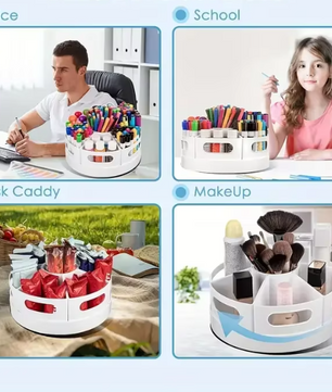 360° Roterende Bureau Organizer met 7 Vakken – Multifunctionele Pennenhouder voor Kantoor en School