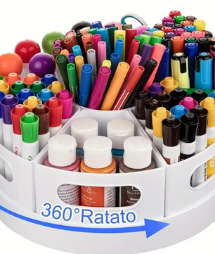 360° Roterende Bureau Organizer met 7 Vakken – Multifunctionele Pennenhouder voor Kantoor en School