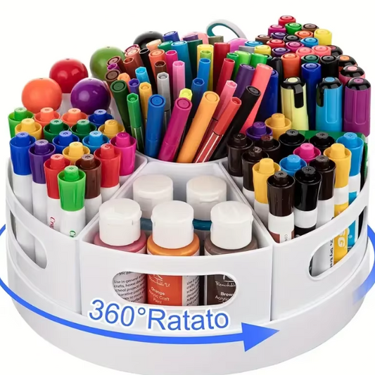 360° Roterende Bureau Organizer met 7 Vakken – Multifunctionele Pennenhouder voor Kantoor en School