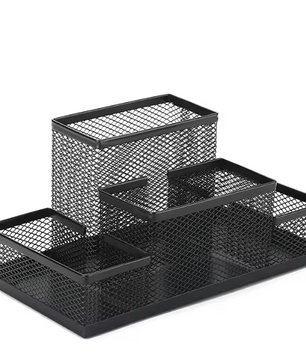 Zwarte Mesh Bureau Organizer – Multifunctionele Pennenhouder voor Kantoor en Bureau