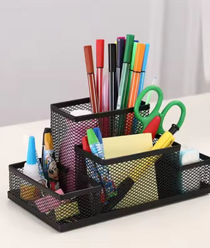 Zwarte Mesh Bureau Organizer – Multifunctionele Pennenhouder voor Kantoor en Bureau