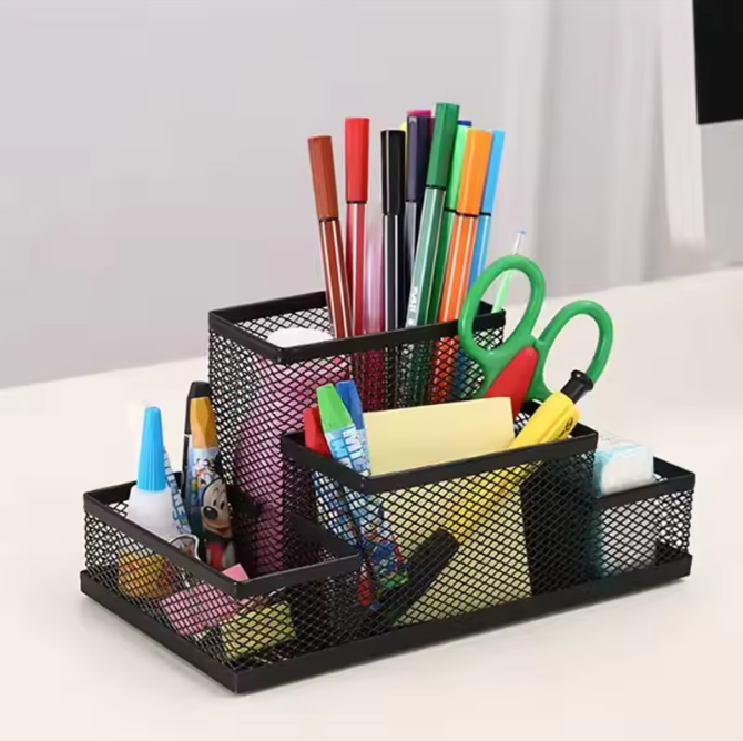 Zwarte Mesh Bureau Organizer – Multifunctionele Pennenhouder voor Kantoor en Bureau