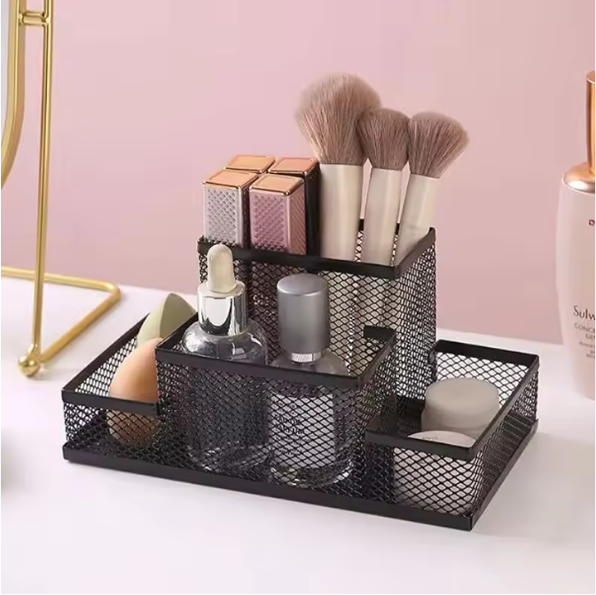 Zwarte Mesh Bureau Organizer – Multifunctionele Pennenhouder voor Kantoor en Bureau