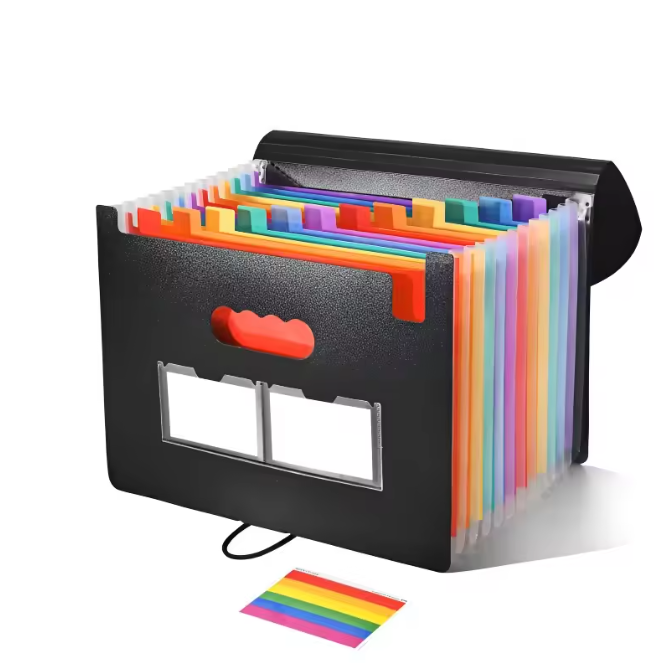 A4 Accordeon Documentmap met 13/25 Vakken – Meerlaagse Opbergmap met Ophangkoord