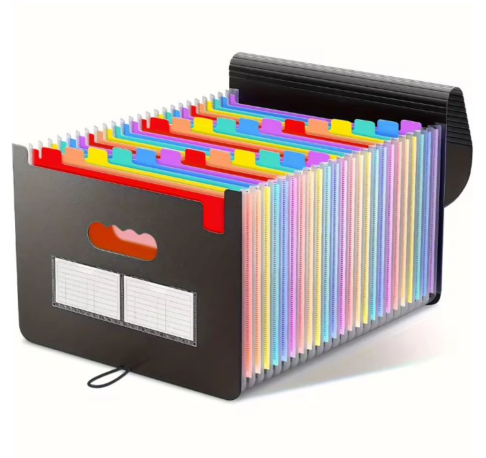 A4 Accordeon Documentmap met 13/25 Vakken – Meerlaagse Opbergmap met Ophangkoord