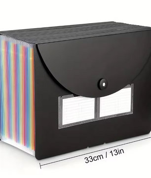 A4 Accordeon Documentmap met 13/25 Vakken – Meerlaagse Opbergmap met Ophangkoord