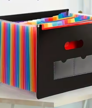 A4 Accordeon Documentmap met 13/25 Vakken – Meerlaagse Opbergmap met Ophangkoord