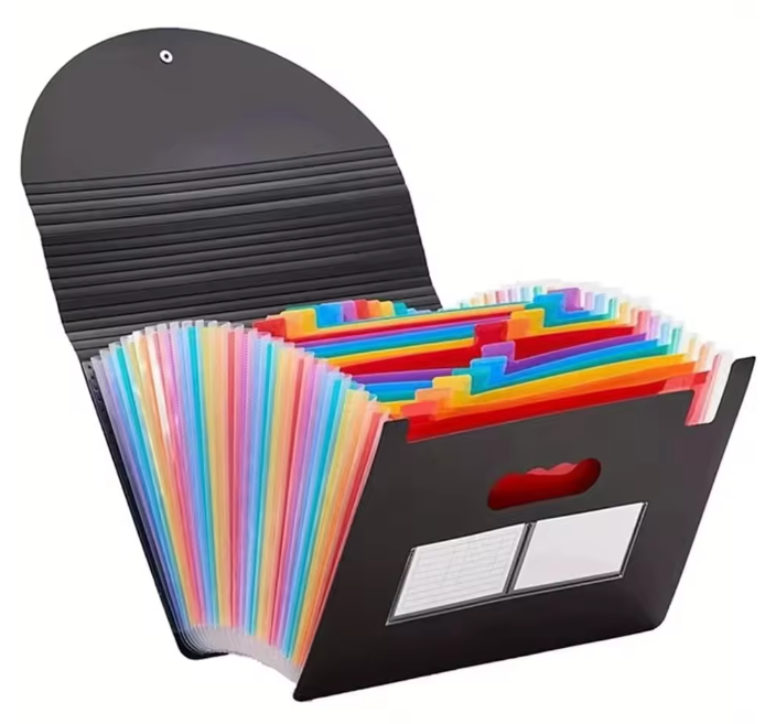 A4 Accordeon Documentmap met 13/25 Vakken – Meerlaagse Opbergmap met Ophangkoord