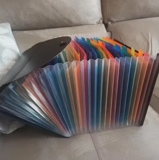 A4 Accordeon Documentmap met 13/25 Vakken – Meerlaagse Opbergmap met Ophangkoord