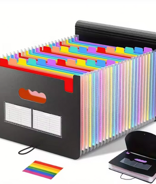 A4 Accordeon Documentmap met 13/25 Vakken – Meerlaagse Opbergmap met Ophangkoord