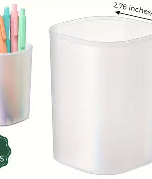 Set van 10 Matte Transparante Pennenhouders – Ronde Bureau Organizers voor Kantoor en School