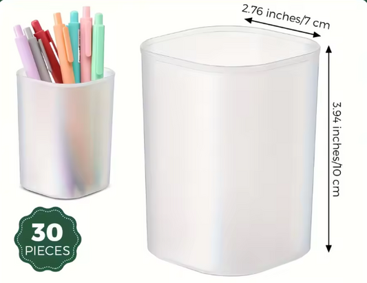 Set van 10 Matte Transparante Pennenhouders – Ronde Bureau Organizers voor Kantoor en School