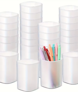 Set van 10 Matte Transparante Pennenhouders – Ronde Bureau Organizers voor Kantoor en School