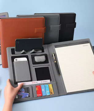 A4 Vergadermap met Leerlook Afwerking – Multifunctionele Document Organizer voor Zakelijk Gebruik