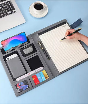 A4 Vergadermap met Leerlook Afwerking – Multifunctionele Document Organizer voor Zakelijk Gebruik