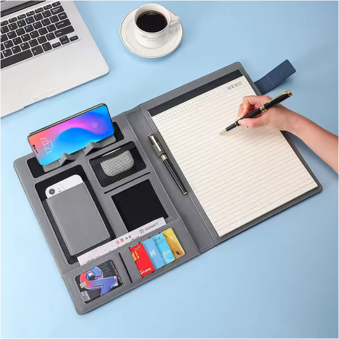 A4 Vergadermap met Leerlook Afwerking – Multifunctionele Document Organizer voor Zakelijk Gebruik