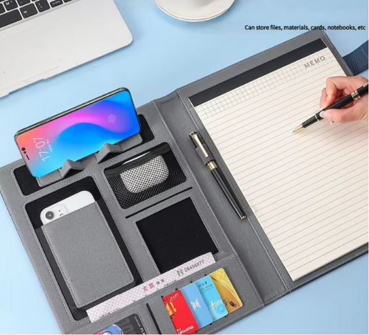 A4 Vergadermap met Leerlook Afwerking – Multifunctionele Document Organizer voor Zakelijk Gebruik