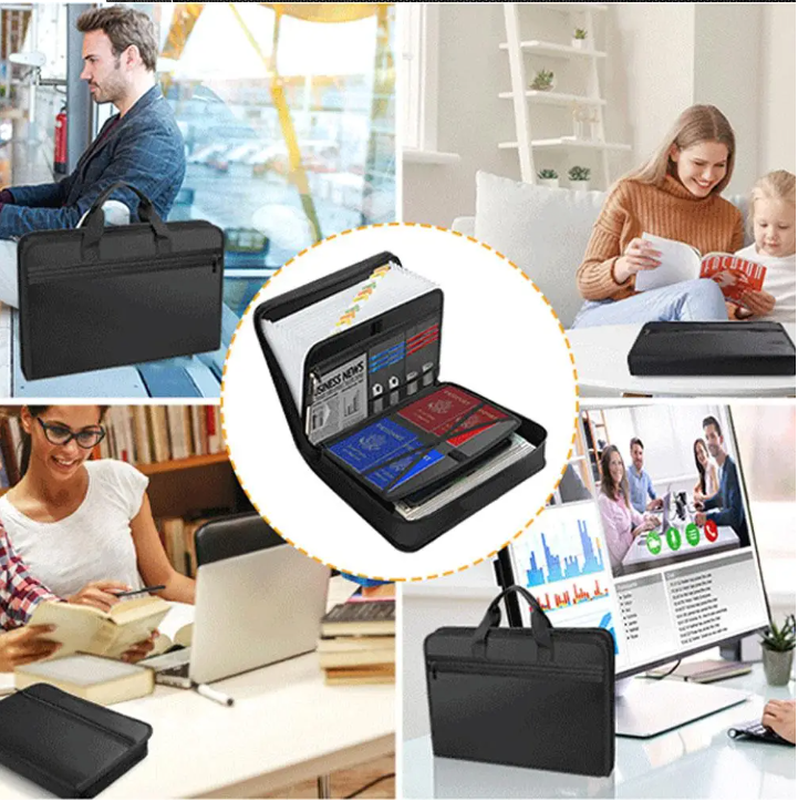 A4 Vuurvaste Documententas met Ritssluiting – Waterdichte Accordeon Dossiermap met 26 Vakken