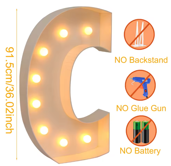 Grote Letter LED Lichtbox 91,5 cm – DIY Ballonvuldoos voor Feestdecoratie