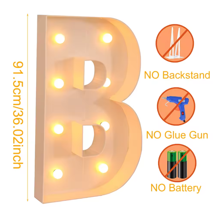 Grote Letter LED Lichtbox 91,5 cm – DIY Ballonvuldoos voor Feestdecoratie