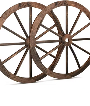 Set van 2 Rustieke Houten Wagenwiel Decoraties – Western Cowboy Wanddecoratie