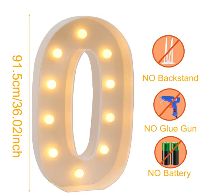 Grote LED Verjaardagsnummer Decoratie 91,5 cm – Licht Nummerframe voor Feest en Jubileum