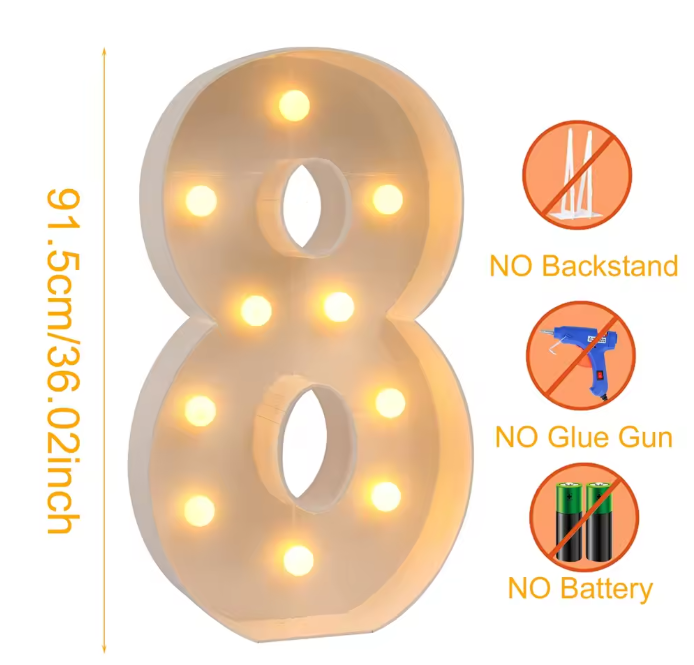 Grote LED Verjaardagsnummer Decoratie 91,5 cm – Licht Nummerframe voor Feest en Jubileum