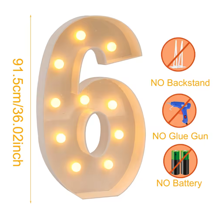 Grote LED Verjaardagsnummer Decoratie 91,5 cm – Licht Nummerframe voor Feest en Jubileum