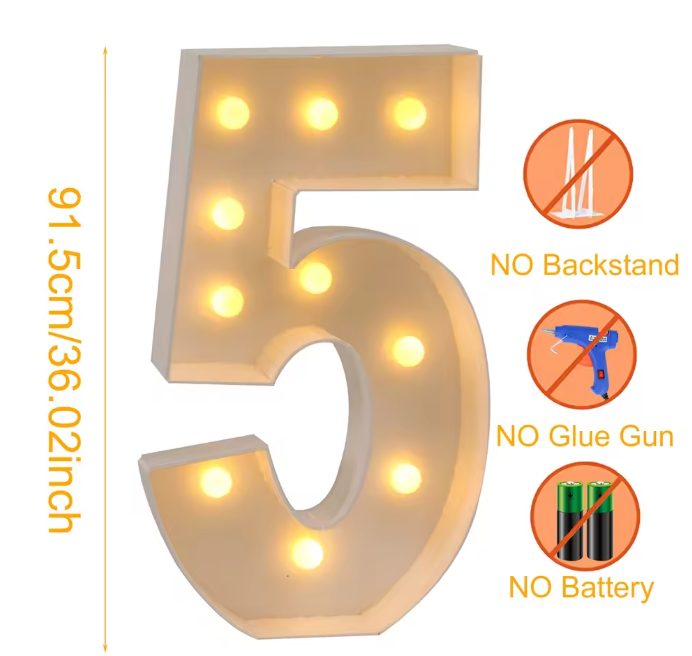 Grote LED Verjaardagsnummer Decoratie 91,5 cm – Licht Nummerframe voor Feest en Jubileum