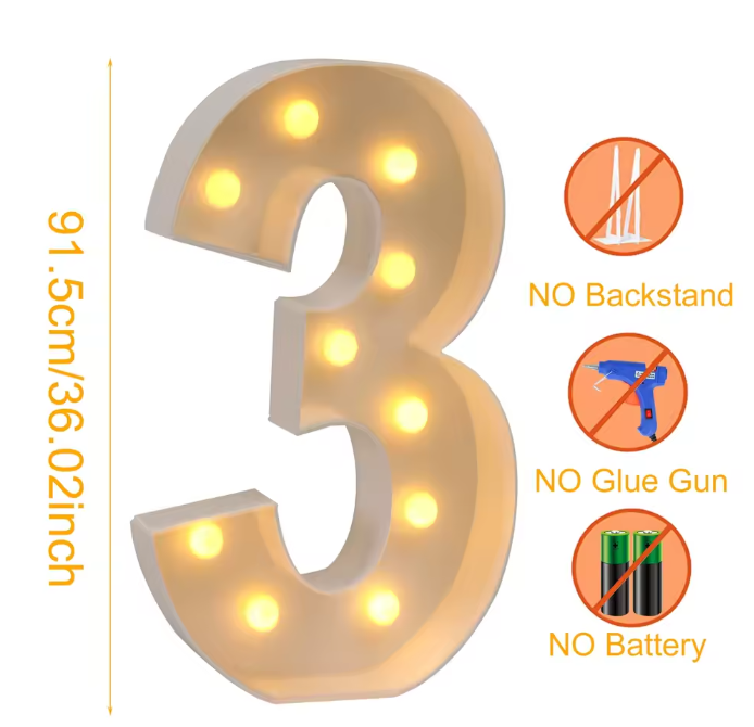 Grote LED Verjaardagsnummer Decoratie 91,5 cm – Licht Nummerframe voor Feest en Jubileum