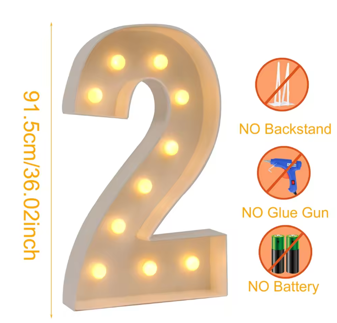 Grote LED Verjaardagsnummer Decoratie 91,5 cm – Licht Nummerframe voor Feest en Jubileum