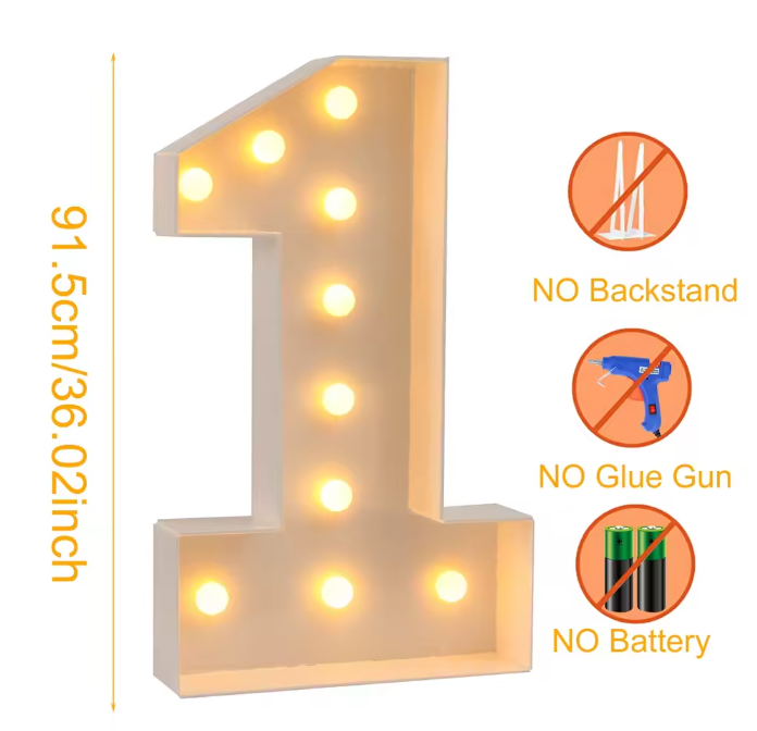 Grote LED Verjaardagsnummer Decoratie 91,5 cm – Licht Nummerframe voor Feest en Jubileum