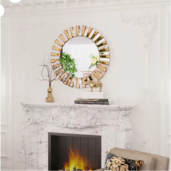 Ronde Wandspiegel XL – Decoratieve Spiegel voor Hal, Badkamer en Woonkamer