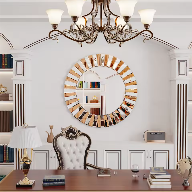 Ronde Wandspiegel XL – Decoratieve Spiegel voor Hal, Badkamer en Woonkamer