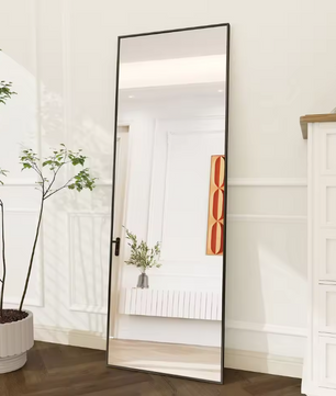 Staande Volledige Lengte Spiegel met Metalen Frame – Rechthoekige Vloerspiegel voor Woonkamer en Slaapkamer