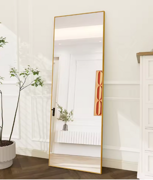Staande Volledige Lengte Spiegel met Metalen Frame – Rechthoekige Vloerspiegel voor Woonkamer en Slaapkamer