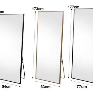 Staande Volledige Lengte Spiegel met Metalen Frame – Rechthoekige Vloerspiegel voor Woonkamer en Slaapkamer