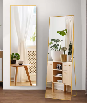 Staande Volledige Lengte Spiegel met Metalen Frame – Rechthoekige Vloerspiegel voor Woonkamer en Slaapkamer